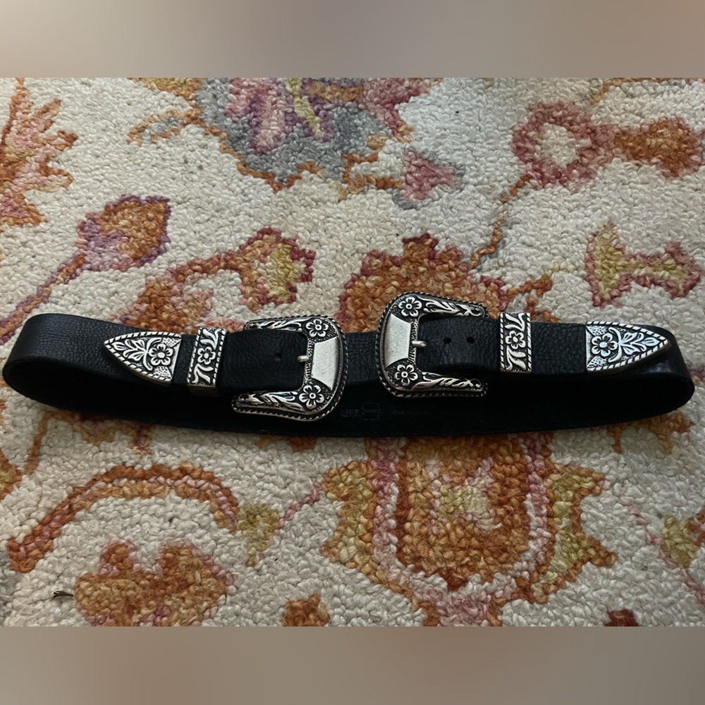 B-Low the Belt Black Belt with Silver Buckles